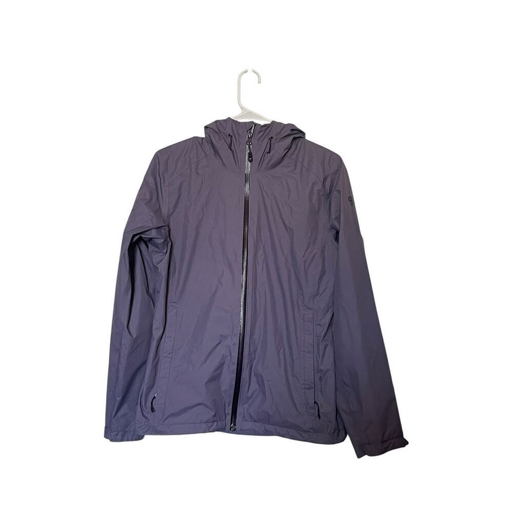 Mountain Hardwear Womens Gray Full Zip Hooded Windbreaker Rain Jacket Size Small